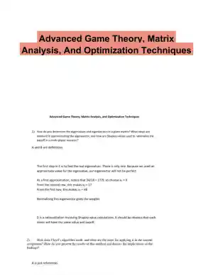 Advanced Game Theory, Matrix Analysis, And Optimization Techniques