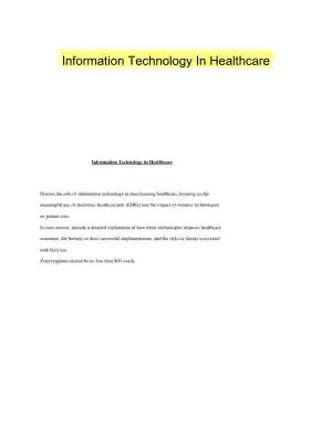 Information Technology In Healthcare