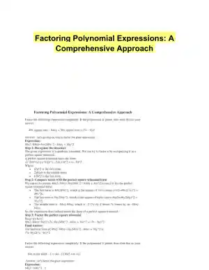 Factoring Polynomial Expressions: A Comprehensive Approach