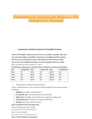 Comprehensive Statistical Analysis And Probability Problems