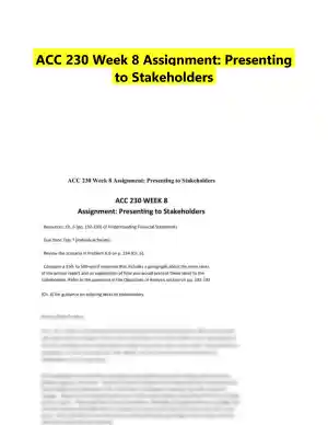 ACC 230 Week 8 Assignment: Presenting to Stakeholders