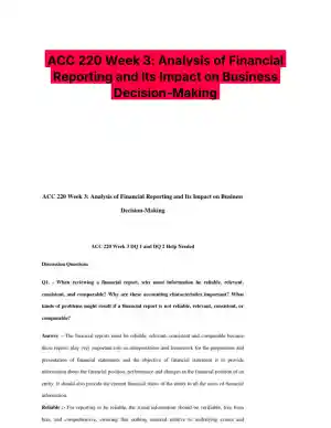 ACC 220 Week 3: Analysis of Financial Reporting and Its Impact on Business Decision-Making