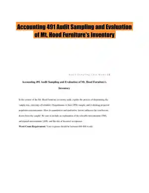 Accounting 491 Audit Sampling and Evaluation of Mt. Hood Furniture's Inventory