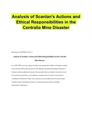 Analysis of Scanlan's Actions and Ethical Responsibilities in the Centralia Mine Disaster