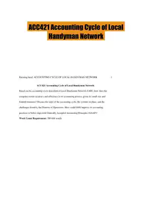 ACC421 Accounting Cycle of Local Handyman Network
