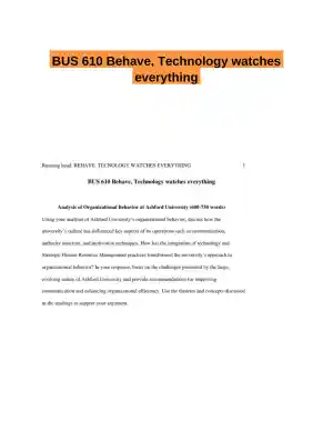 BUS 610 Behave, Technology watches everything