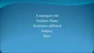 A Manager�s Role