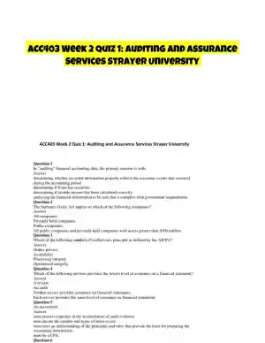 ACC403 Week 2 Quiz 1: Auditing and Assurance Services Strayer University