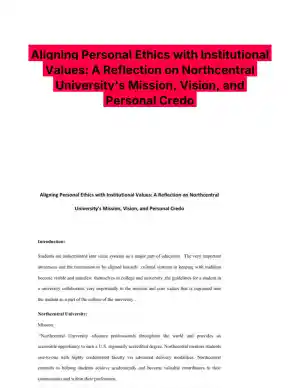 A Reflection on Northcentral University's Mission, Vision, and Personal Credo