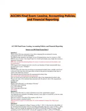 ACC305 Final Exam: Leasing, Accounting Policies, and Financial Reporting