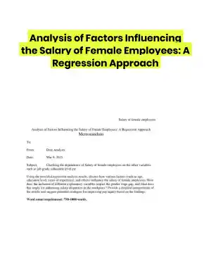 Analysis of Factors Influencing the Salary of Female Employees: A Regression Approach