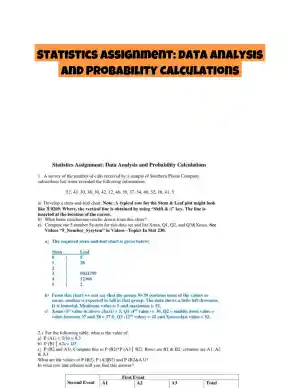 Statistics Assignment: Data Analysis and Probability Calculations