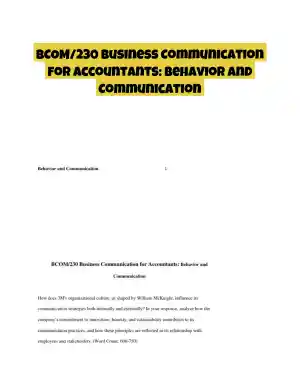 BCOM/230 Business Communication for Accountants: Behavior and Communication