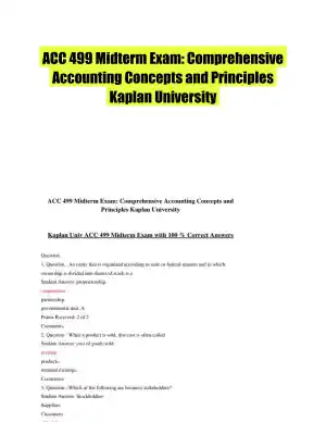 ACC 499 Midterm Exam: Comprehensive Accounting Concepts and Principles Kaplan University