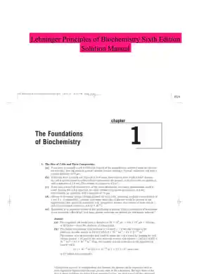 Lehninger Principles of Biochemistry Sixth Edition Solution Manual