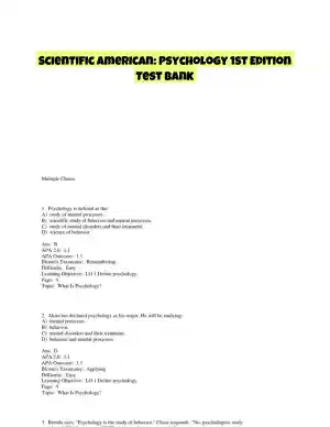 Scientific American: Psychology 1st Edition Test Bank