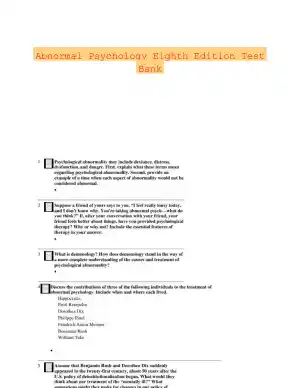 Abnormal Psychology Eighth Edition Test Bank