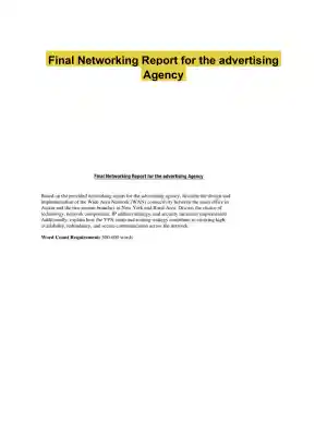 Final Networking Report for the advertising Agency