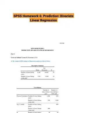 SPSS Homework 6: Prediction: Bivariate Linear Regression