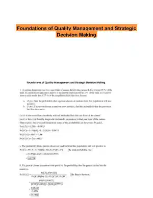 Foundations of Quality Management and Strategic Decision Making