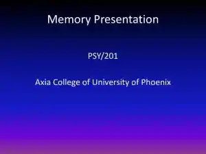 Memory Presentation - PSY/201 Axia College Of University Of Phoenix