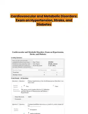 Cardiovascular and Metabolic Disorders: Exam on Hypertension, Stroke, and Diabetes