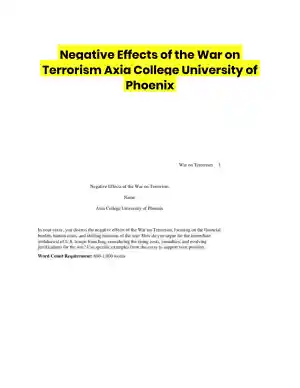 Negative Effects of the War on Terrorism Axia College University of Phoenix