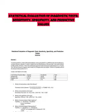 Statistical Evaluation of Diagnostic Tests: Sensitivity, Specificity, and Predictive Values