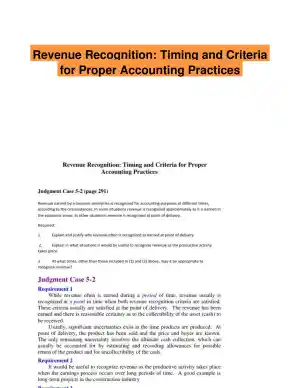 Revenue Recognition: Timing and Criteria for Proper Accounting Practices