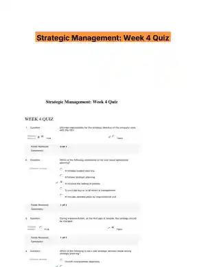 Strategic Management: Week 4 Quiz
