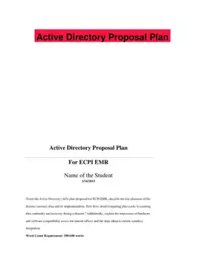 Active Directory Proposal Plan