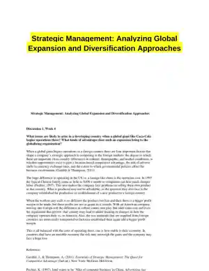 Strategic Management: Analyzing Global Expansion and Diversification Approaches