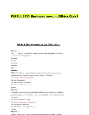 FIU BUL 6810: Business Law and Ethics Quiz 1