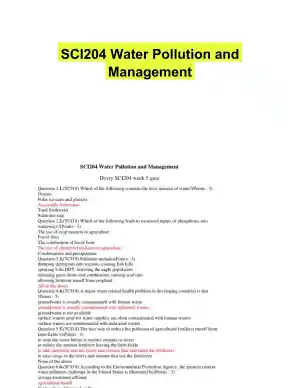 SCI204 Water Pollution and Management