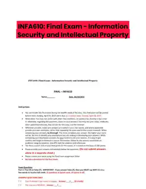 INFA610: Final Exam - Information Security and Intellectual Property
