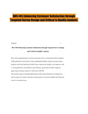 BUS 445 Enhancing Customer Satisfaction through Targeted Survey Design and Critical to Quality Analysis