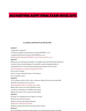 Accounting Audit Final Exam MCQs 2015