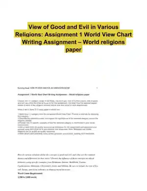 View of Good and Evil in Various Religions: Assignment 1 World View Chart Writing Assignment � World religions paper