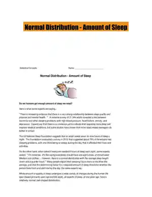 Normal Distribution - Amount of Sleep