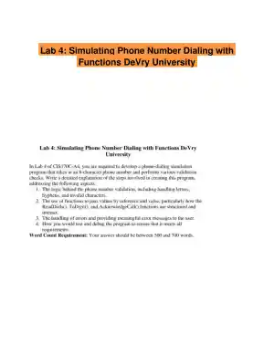 Lab 4: Simulating Phone Number Dialing with Functions DeVry University