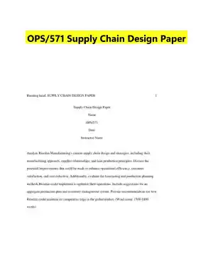 OPS/571 Supply Chain Design Paper
