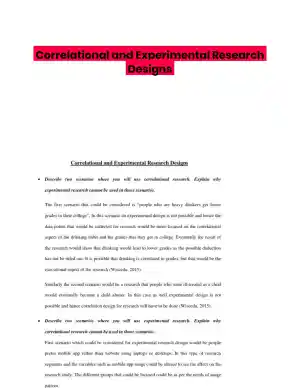 Correlational and Experimental Research Designs