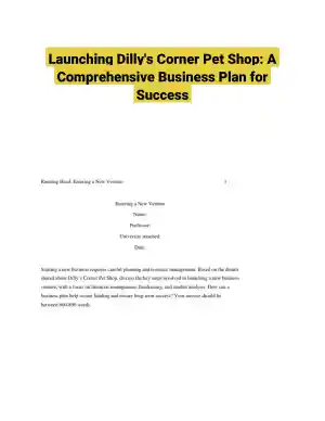 Launching Dilly's Corner Pet Shop: A Comprehensive Business Plan for Success