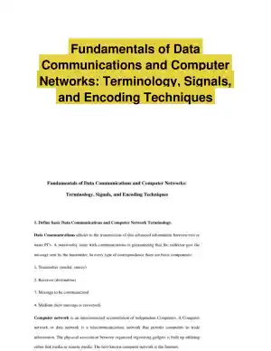Fundamentals of Data Communications and Computer Networks: Terminology, Signals, and Encoding Techniques