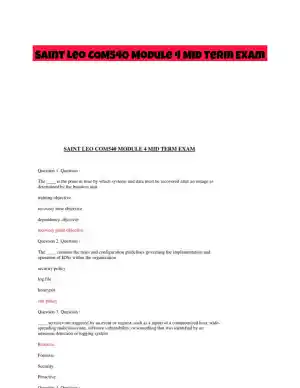 Saint Leo COM540 Module 4 Mid Term Exam