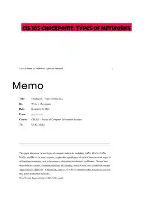 CIS.105 Checkpoint: Types of Networks