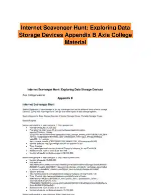 Internet Scavenger Hunt: Exploring Data Storage Devices Appendix B Axia College Material
