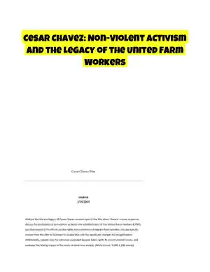 Cesar Chavez: Non-Violent Activism and the Legacy of the United Farm Workers
