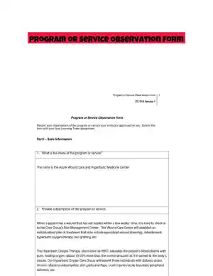 Program or Service Observation Form