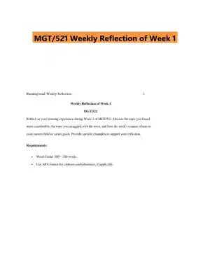 MGT/521 Weekly Reflection of Week 1